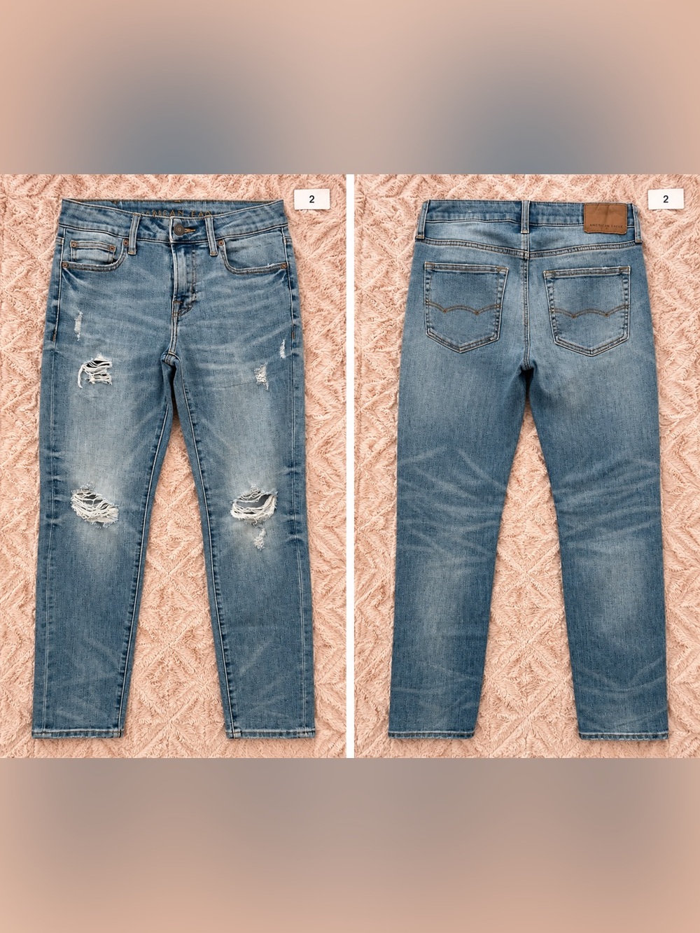 American Eagle Outfitters Men’s Light Blue Distressed Skinny Jeans